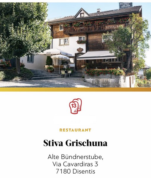 Stiva Grischuna Disentis Gault&Millau 2021